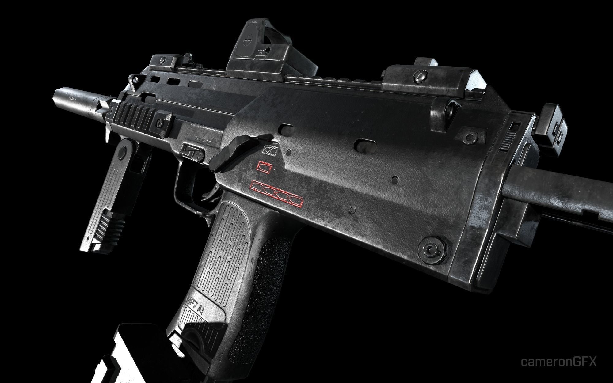 PBR MP7 A1 Low-poly 3D model_5