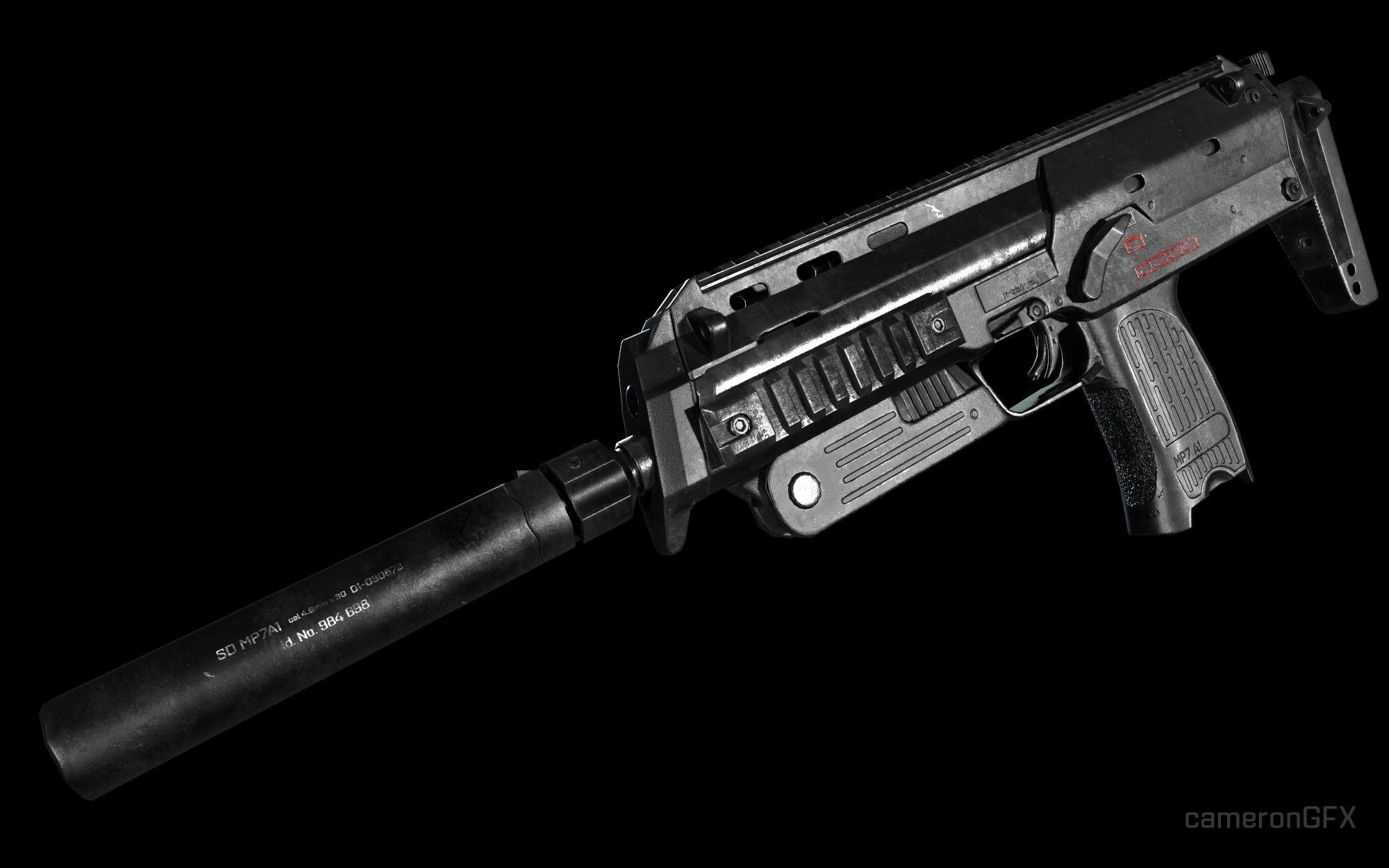 PBR MP7 A1 Low-poly 3D model_3