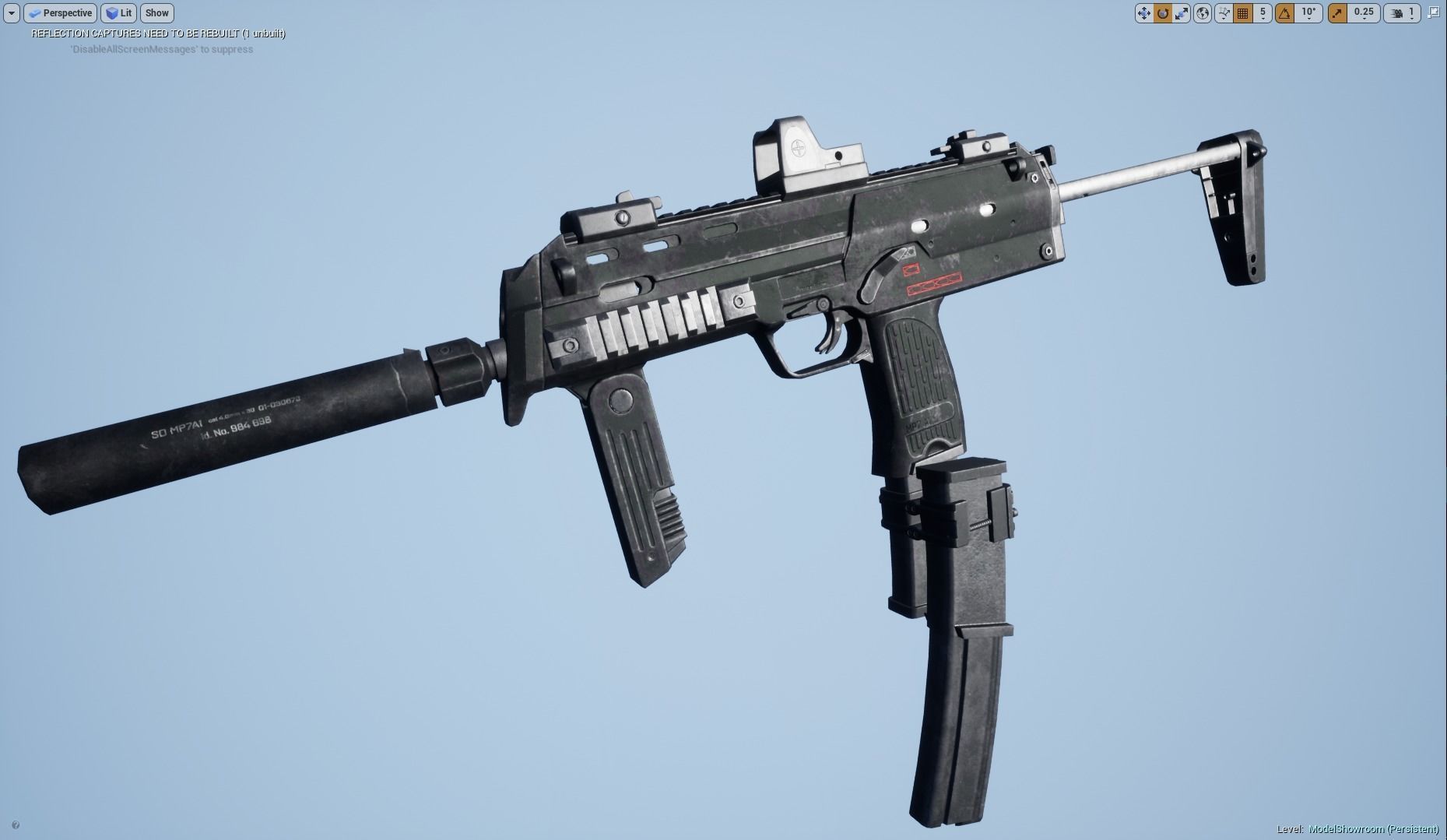 PBR MP7 A1 Low-poly 3D model_9
