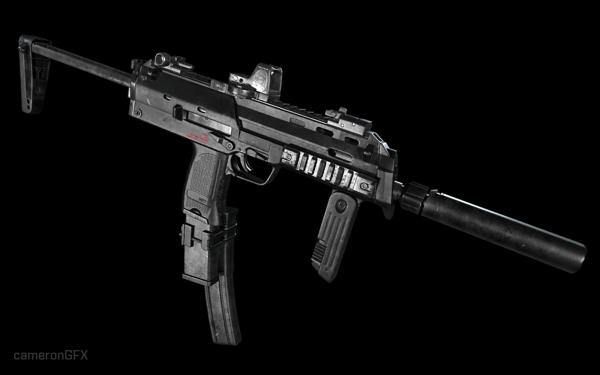 PBR MP7 A1 Low-poly 3D model_1