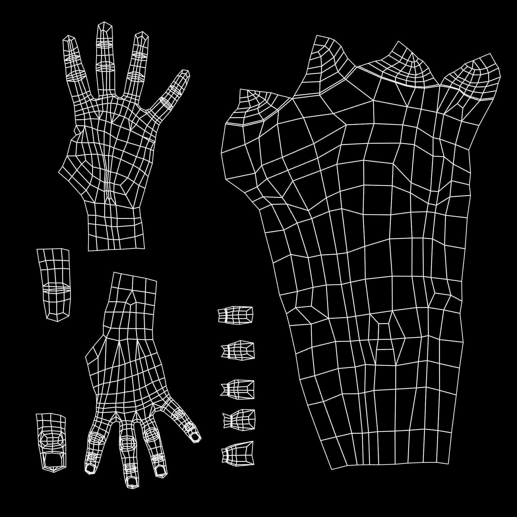 Arm left without texture 3d model female Low-poly 3D model_32