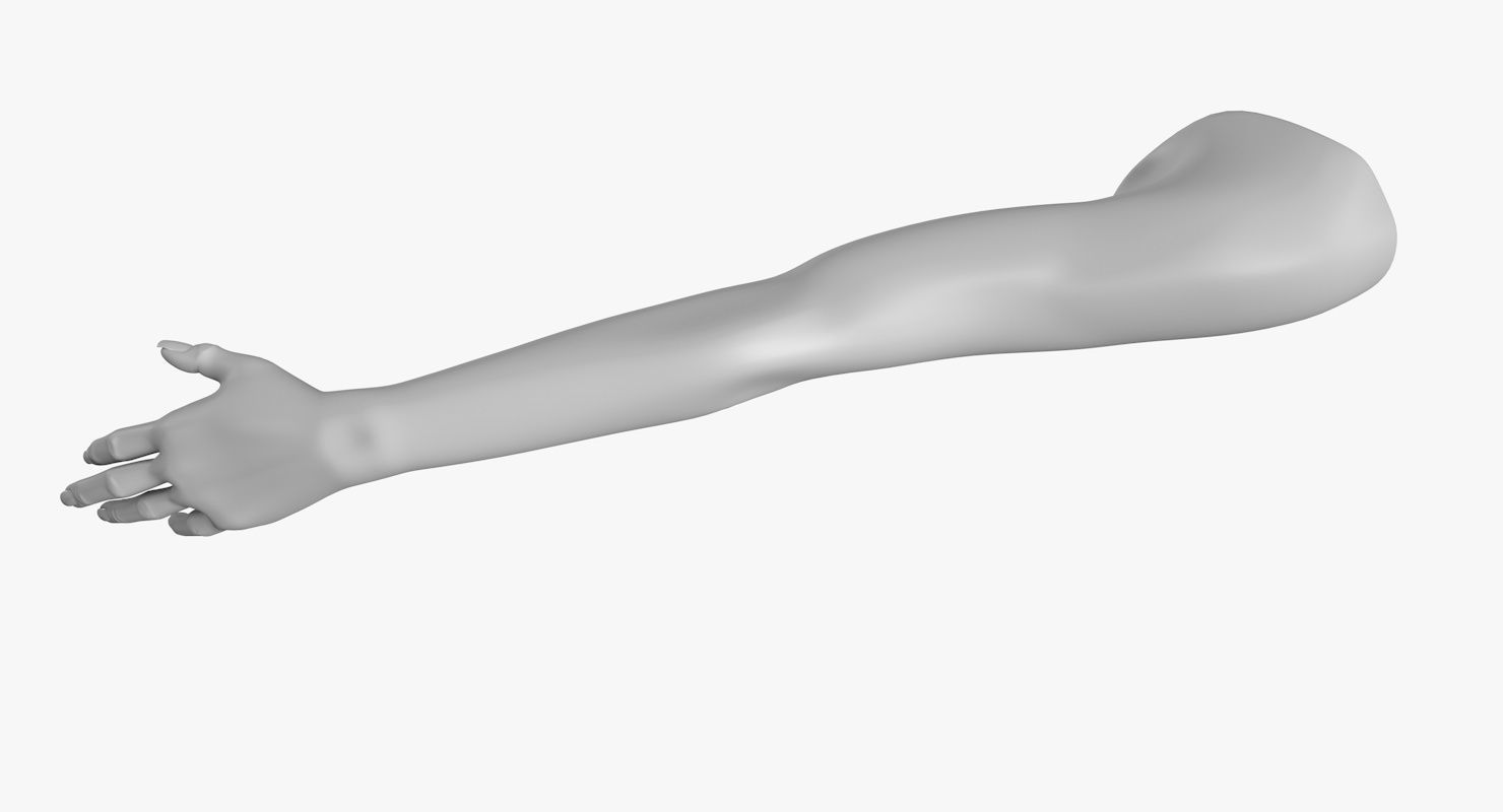 Arm left without texture 3d model female Low-poly 3D model_7