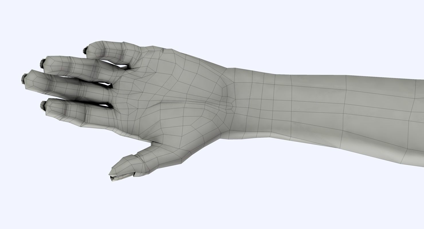 Arm left without texture 3d model female Low-poly 3D model_27