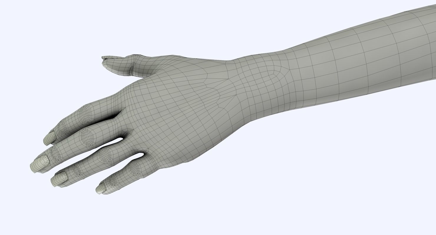 Arm left without texture 3d model female Low-poly 3D model_29