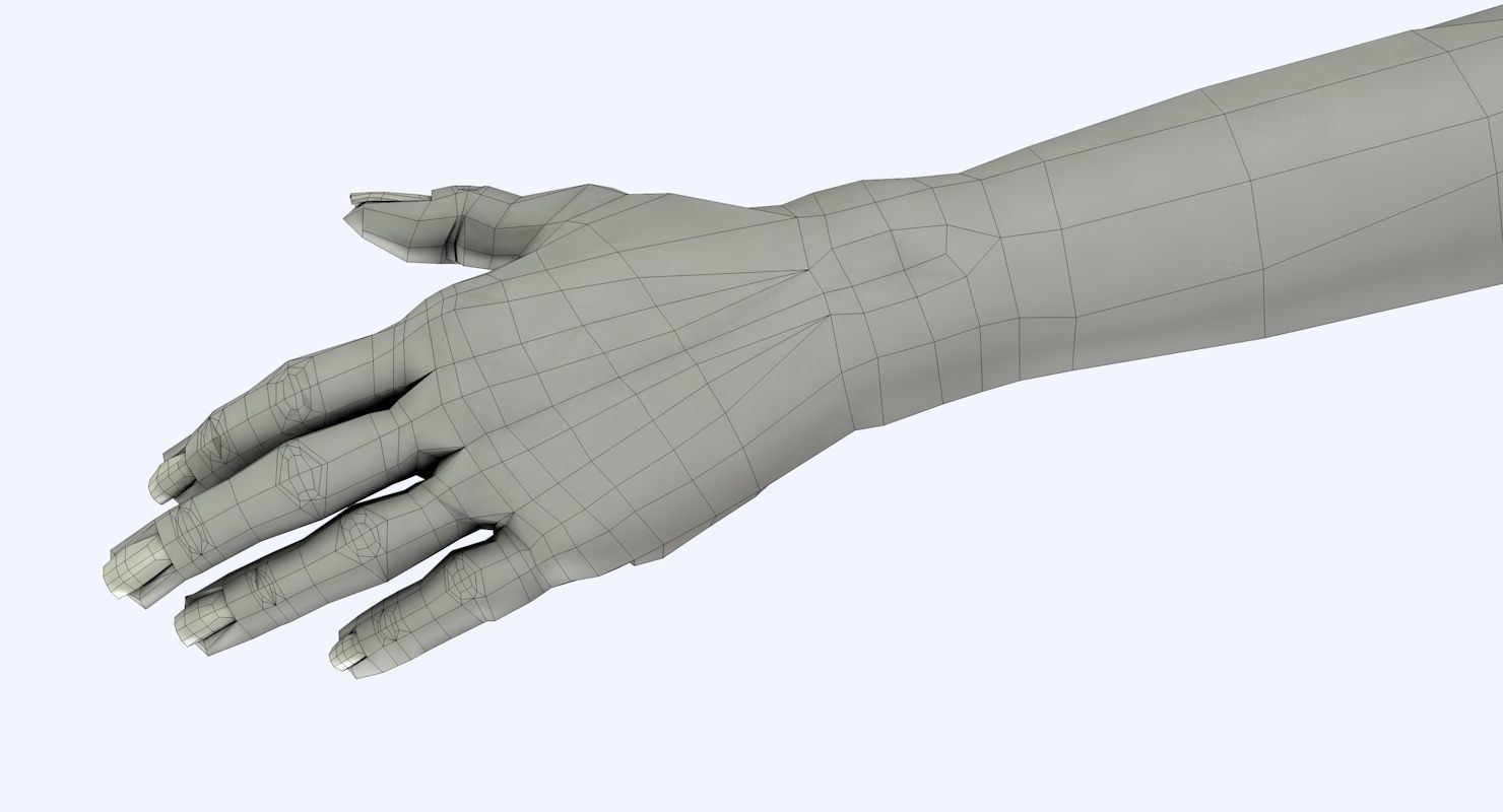 Arm left without texture 3d model female Low-poly 3D model_28