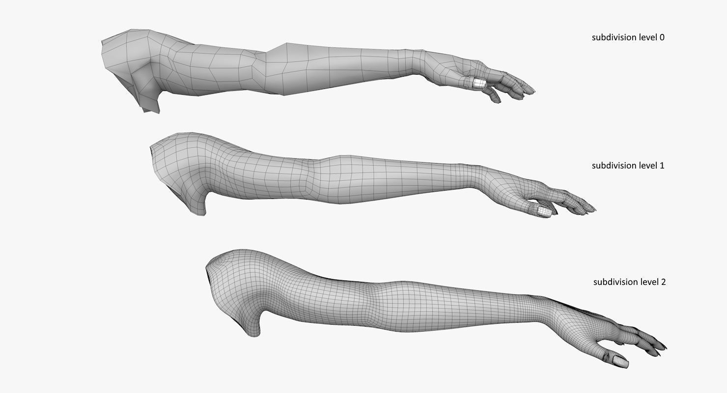 Arm left without texture 3d model female Low-poly 3D model_17