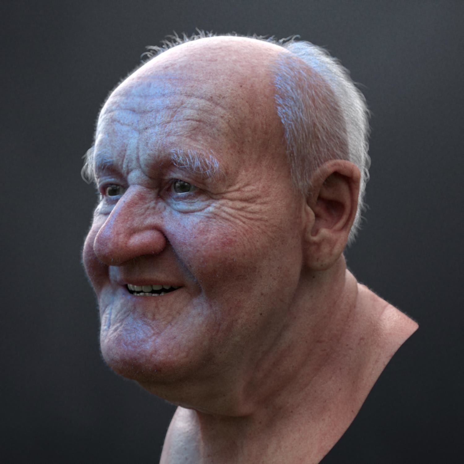 3D Ultra realistic old man HEAD 3D model_1