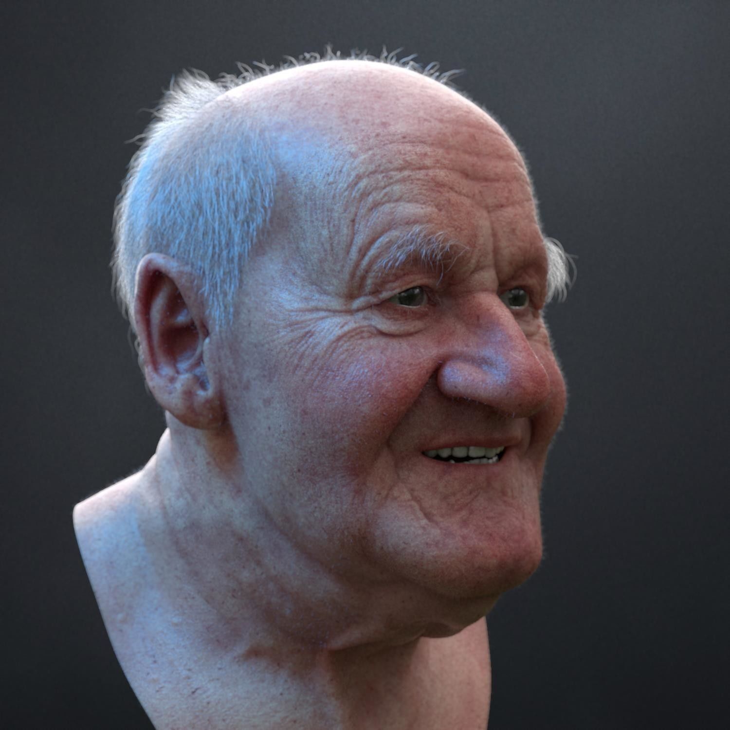 3D Ultra realistic old man HEAD 3D model_2