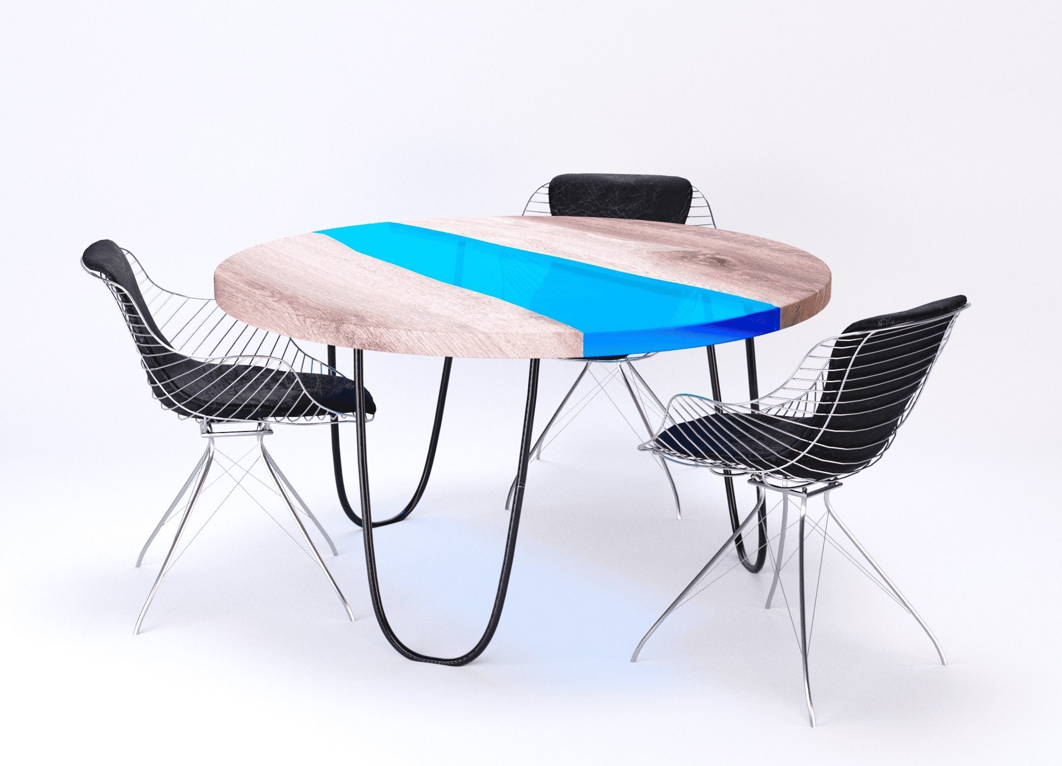 Dinner resin table Coolness Kochut Wood 3D model_4