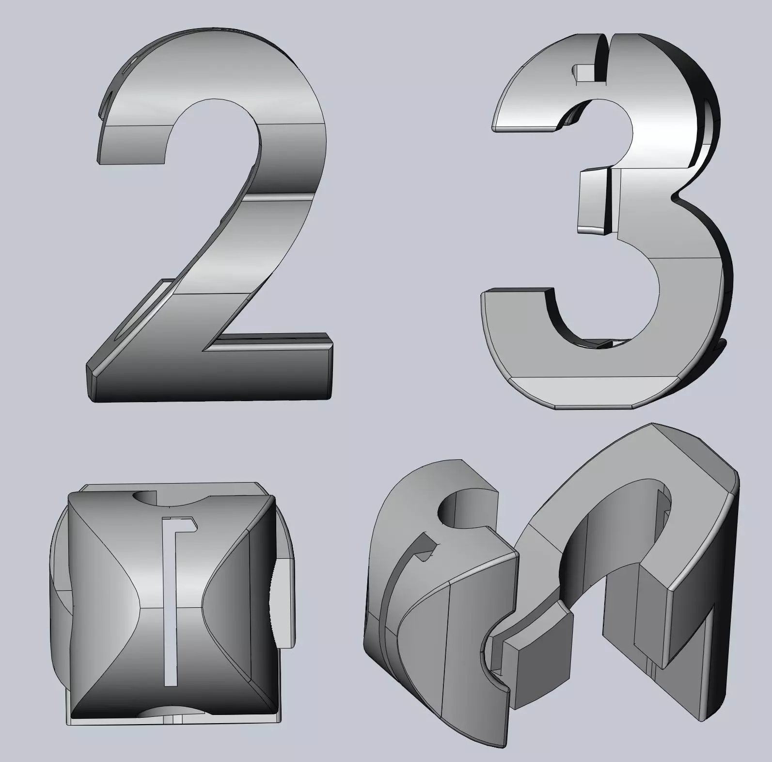 1-2-3 3-Way Perspective Text Geometry Gimmick 3D print model