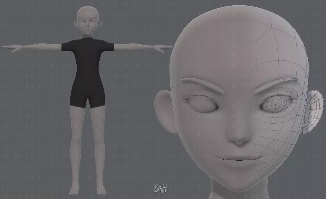 Base mesh boy character V10 Low-poly 3D model