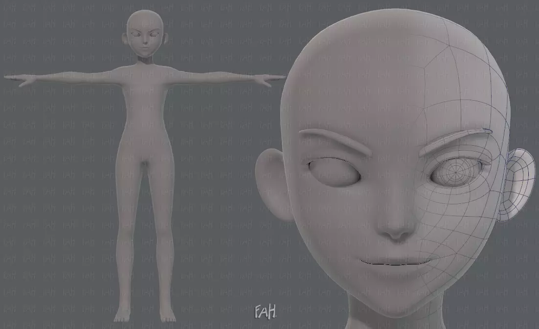 Base mesh boy character V10 Low-poly 3D model_0