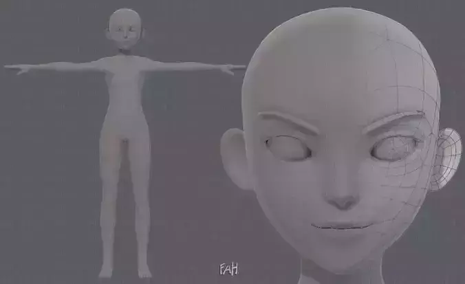 Base mesh boy character V10 Low-poly 3D model