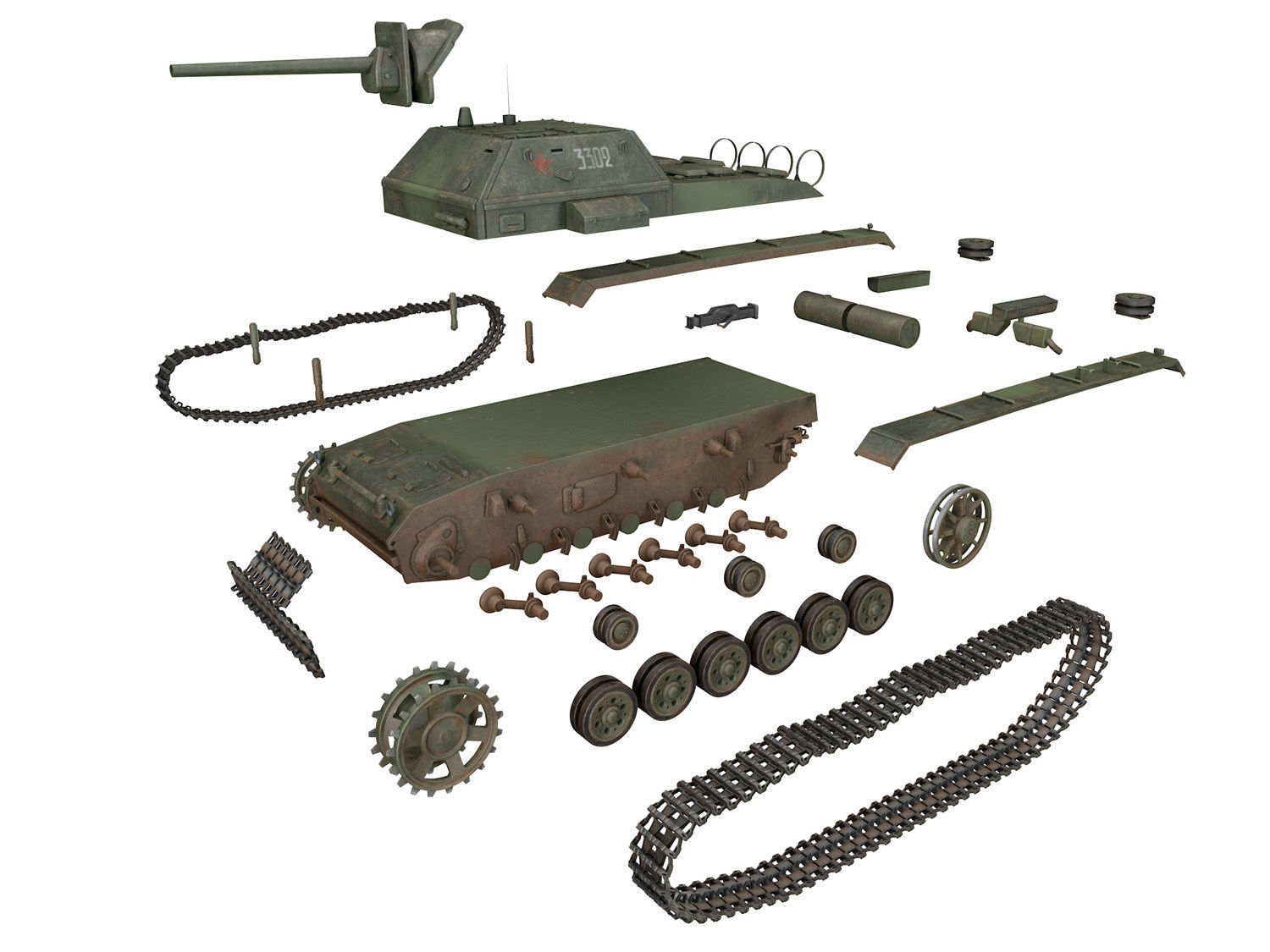 SU-76i - Soviet Assault gun - 3302 3D model_9