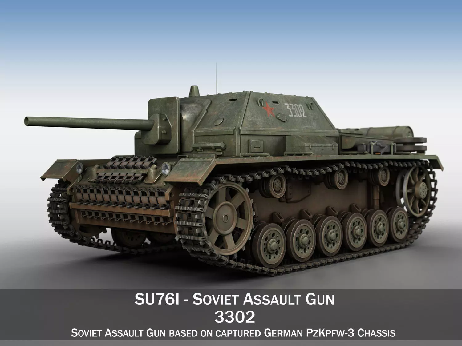 SU-76i - Soviet Assault gun - 3302 3D model_0