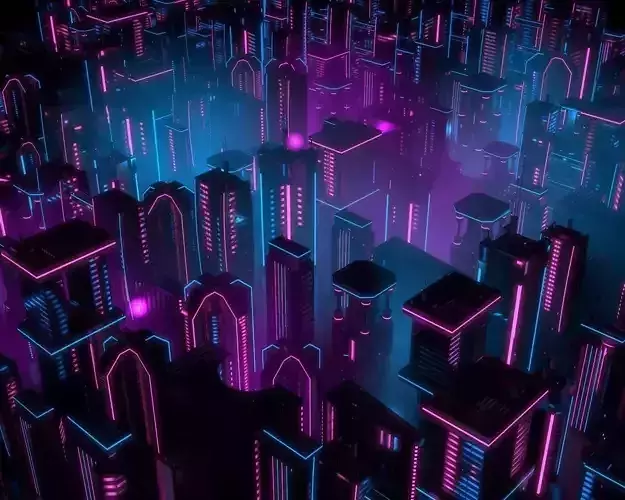 Neon Buildings Low-poly 3D model