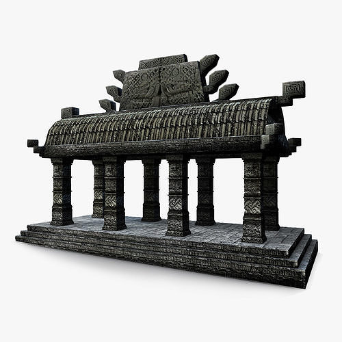Low Poly Aztec small temple Low-poly 3D model