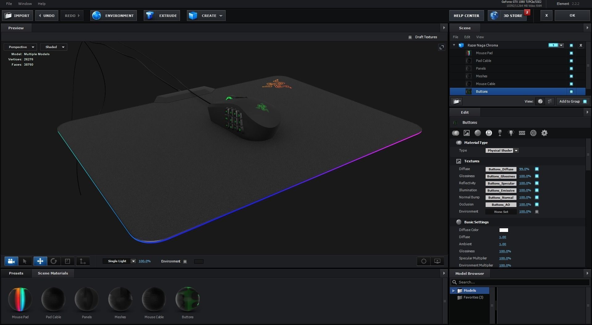 Razer Naga Computer Mouse Low-poly 3D model_20