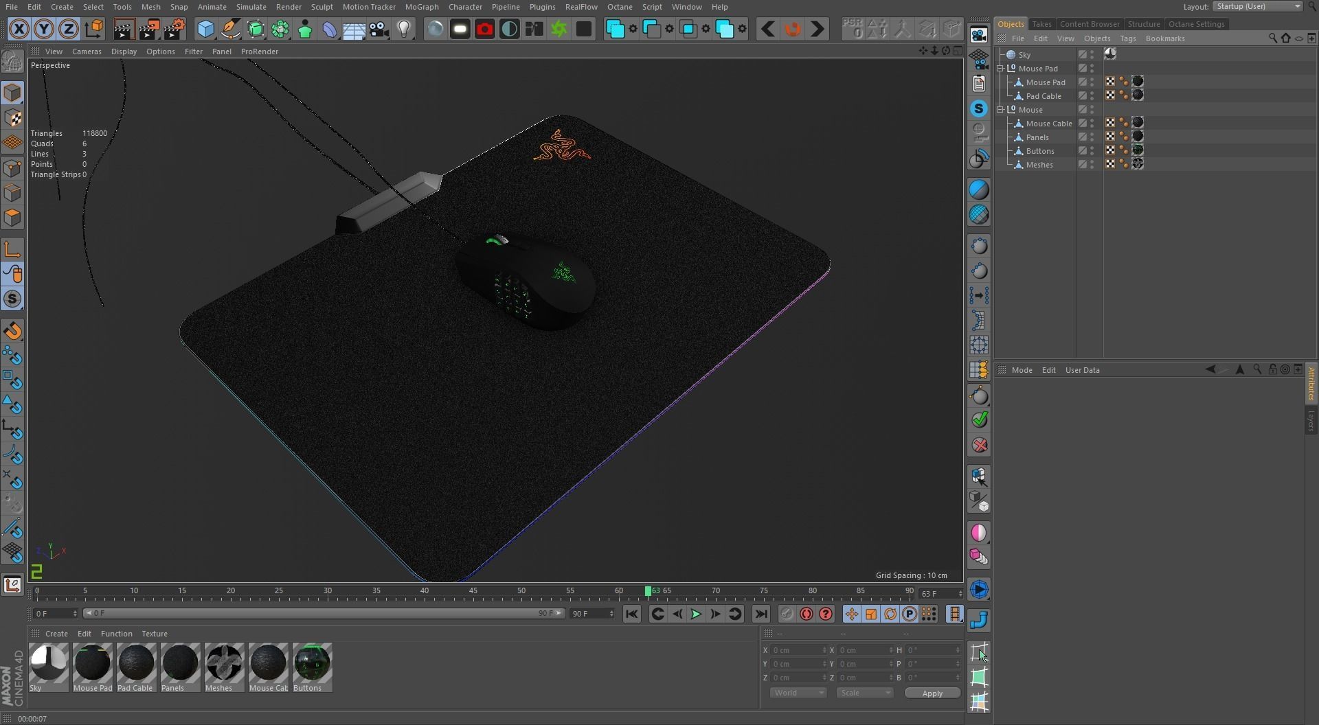 Razer Naga Computer Mouse Low-poly 3D model_19