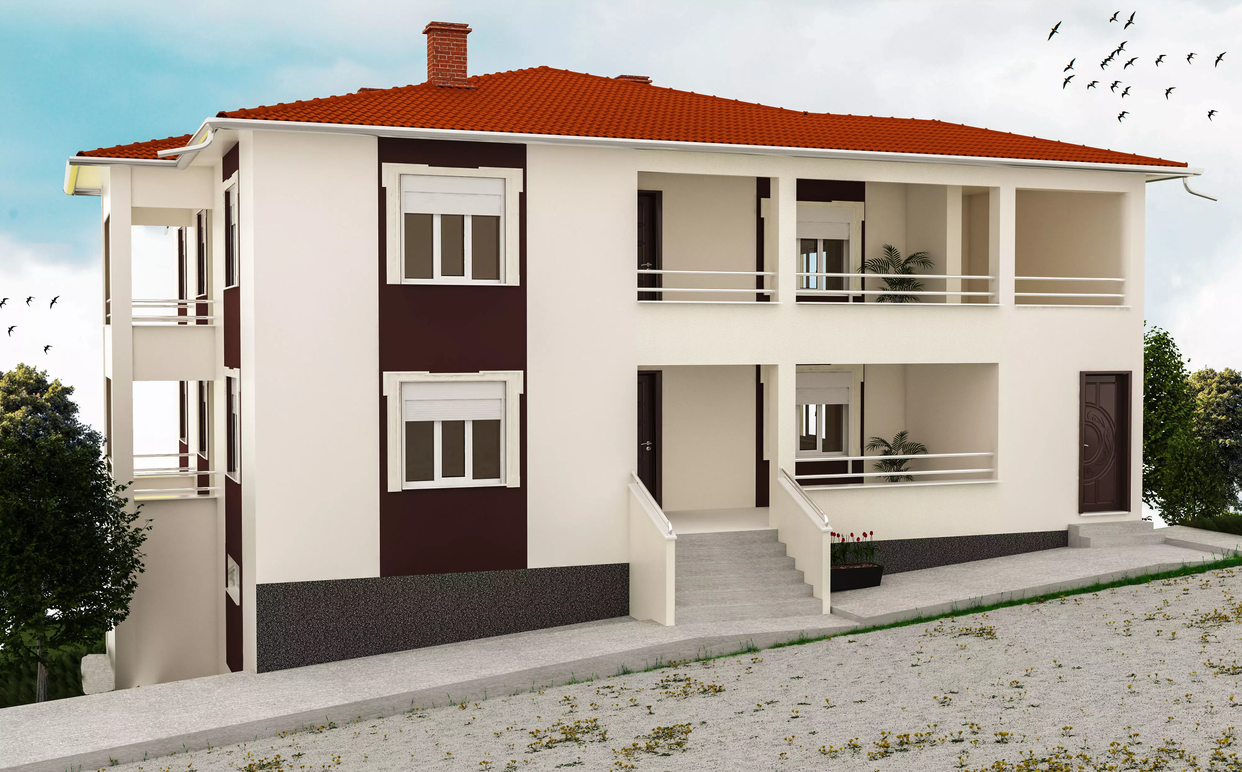Dublex Villa Low-poly 3D model_0