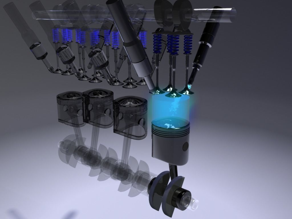 Internal-combustion engine Engine Inline Four-Cylinder 3D model_13