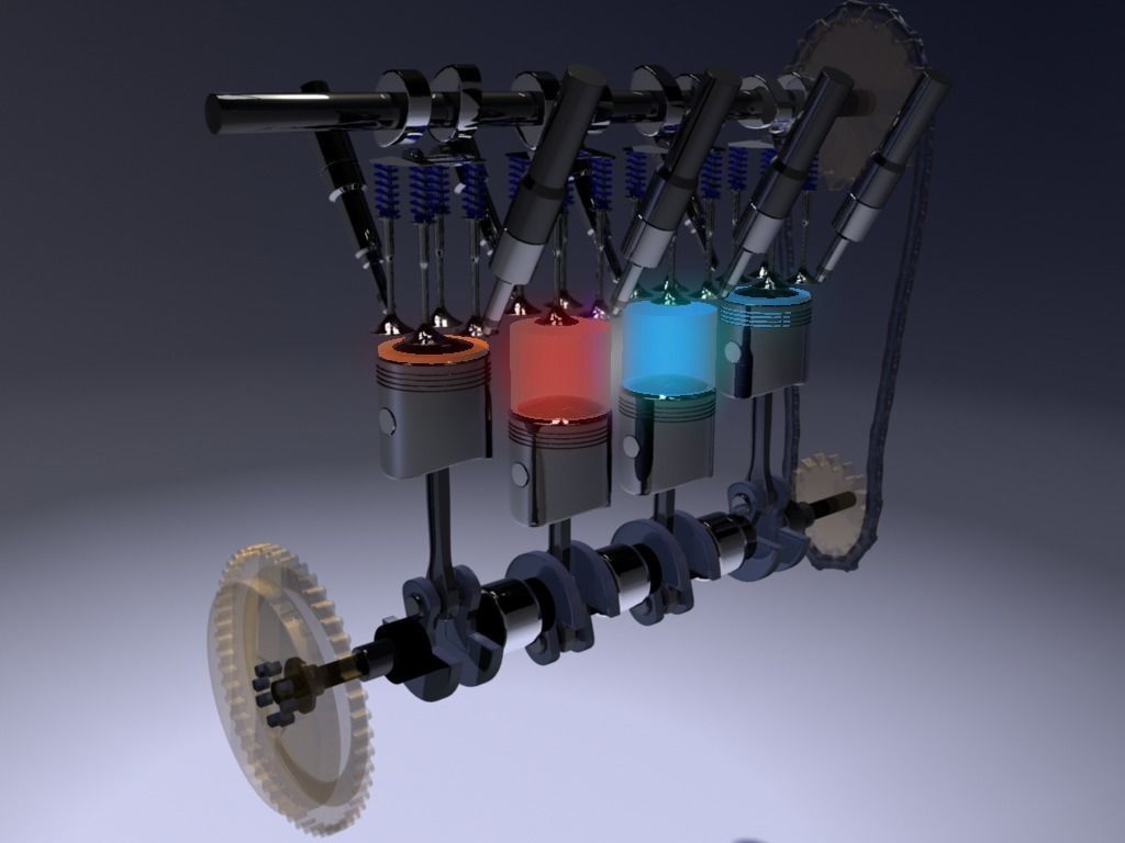 Internal-combustion engine Engine Inline Four-Cylinder 3D model_5