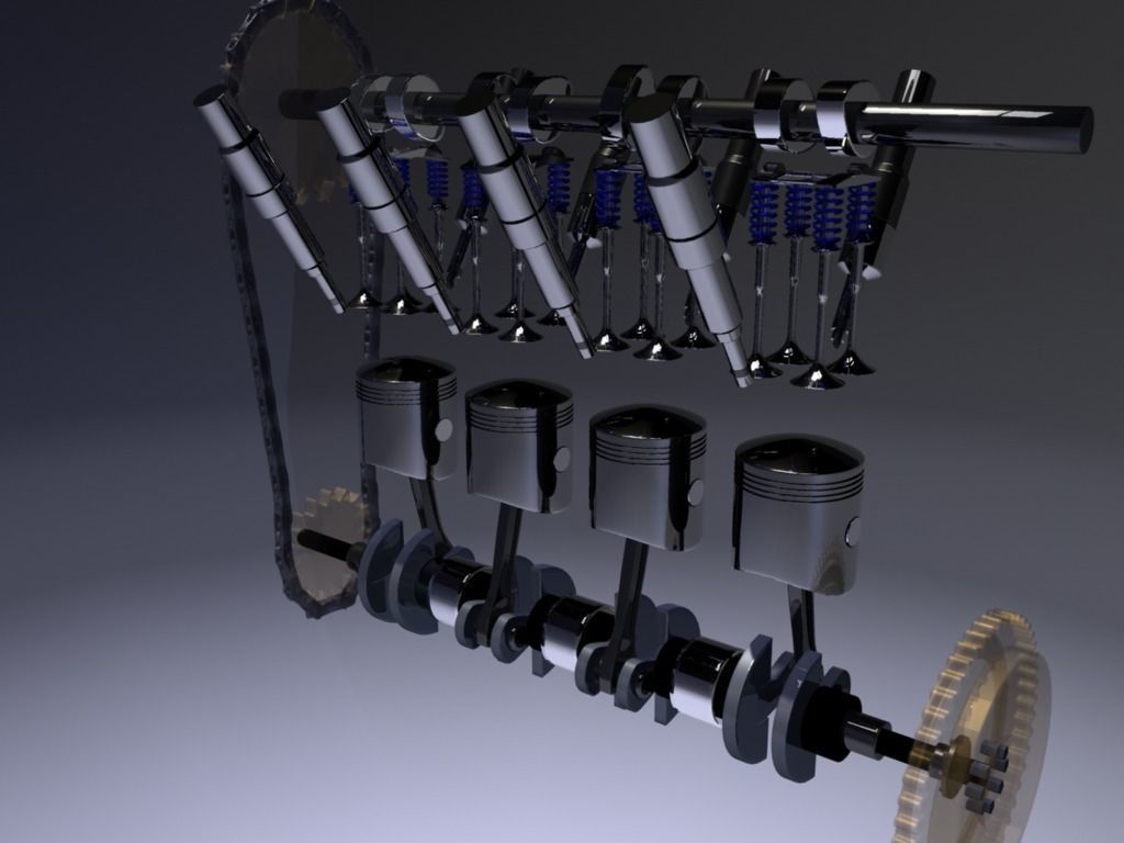 Internal-combustion engine Engine Inline Four-Cylinder 3D model_3