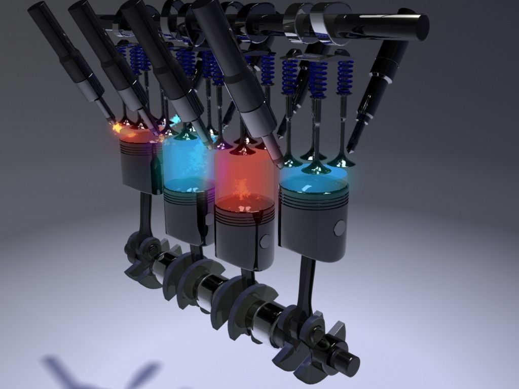 Internal-combustion engine Engine Inline Four-Cylinder 3D model_14