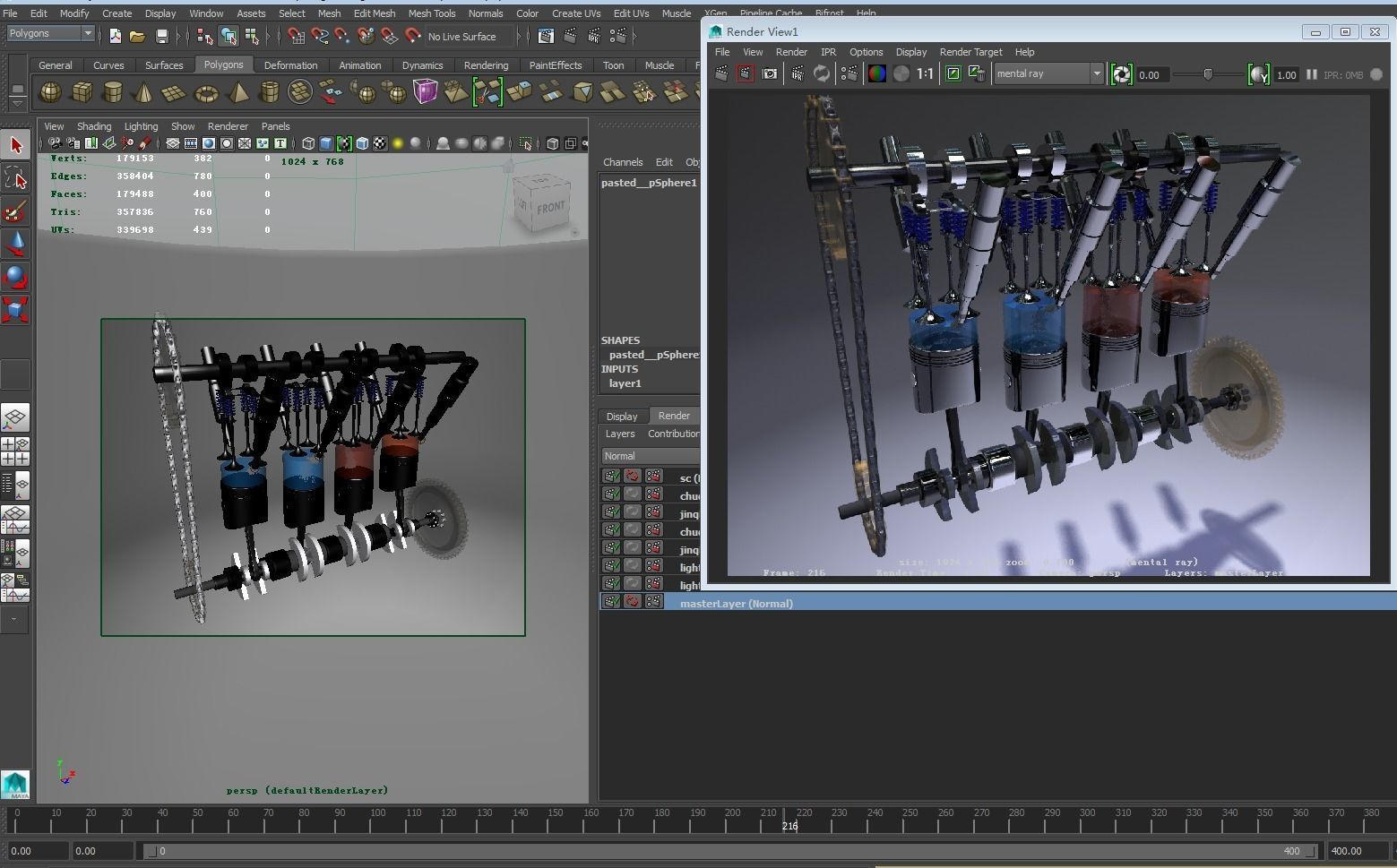 Internal-combustion engine Engine Inline Four-Cylinder 3D model_16