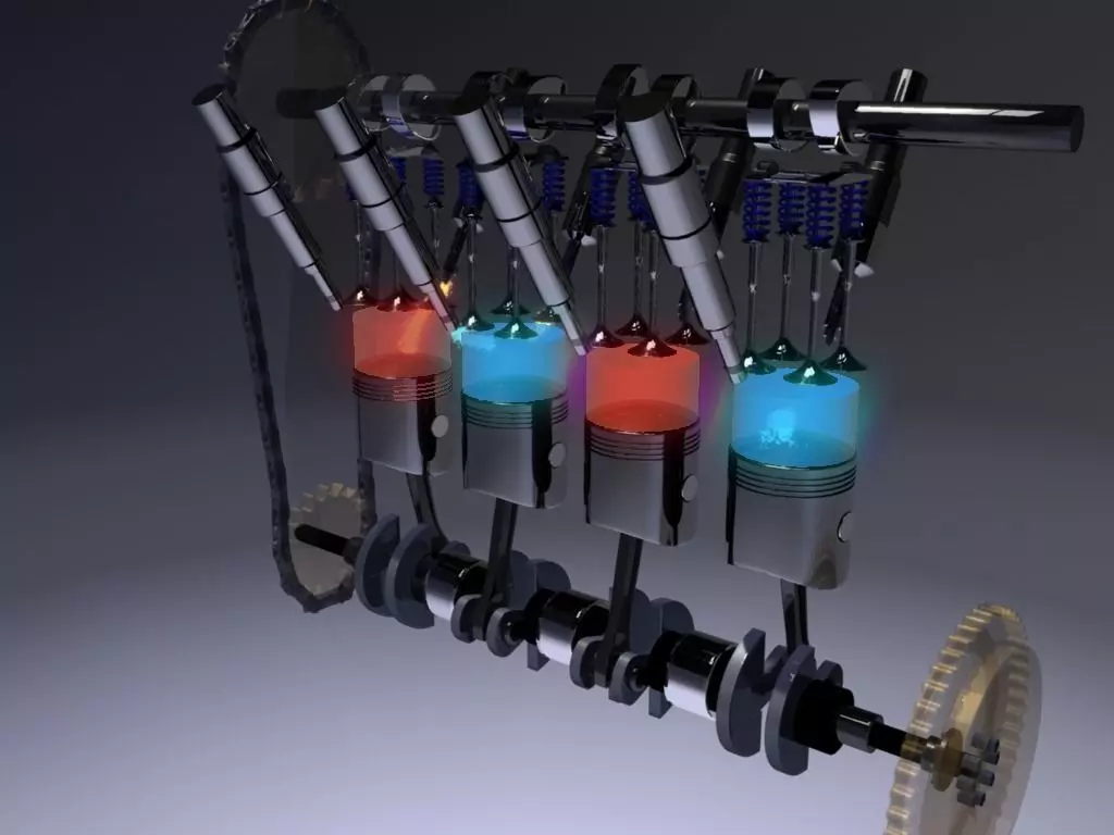 Internal-combustion engine Engine Inline Four-Cylinder 3D model_0