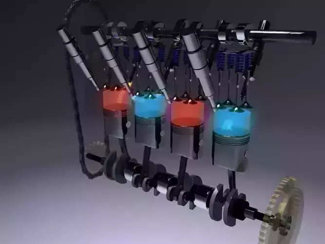 Internal-combustion engine Engine Inline Four-Cylinder 3D model