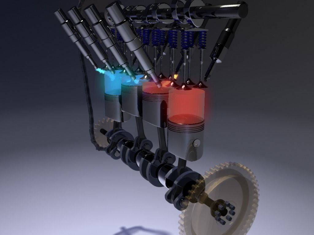 Internal-combustion engine Engine Inline Four-Cylinder 3D model_4