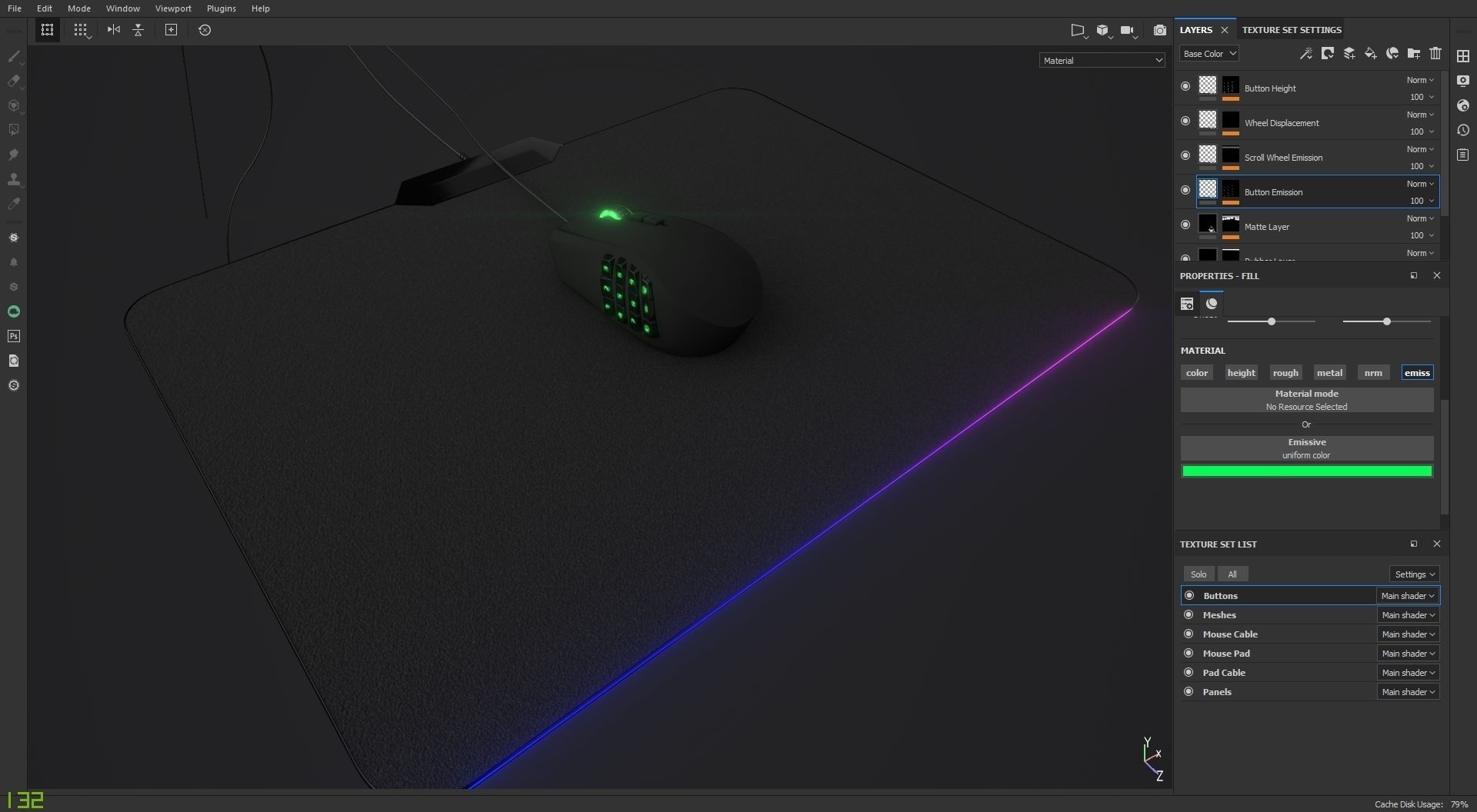 RGB Gaming Computer Mouse Low-poly 3D model_18