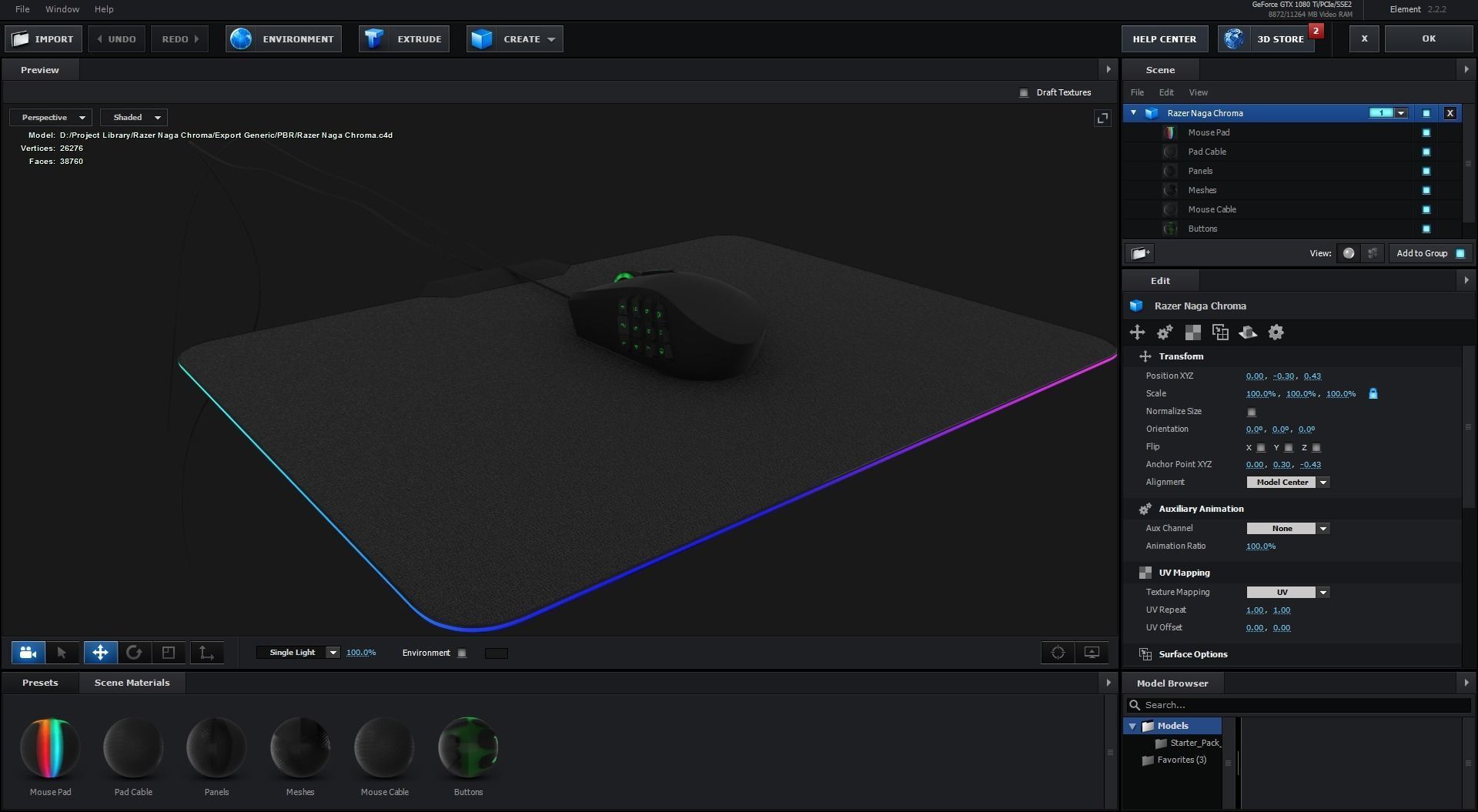 RGB Gaming Computer Mouse Low-poly 3D model_20
