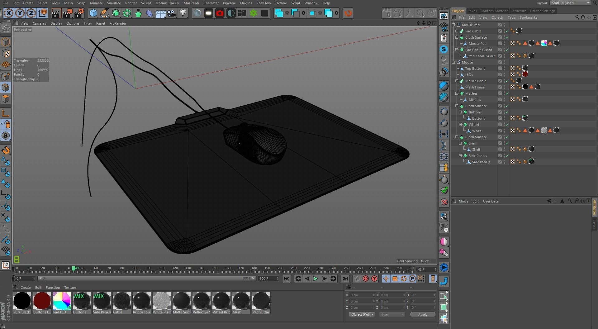 RGB Gaming Computer Mouse Low-poly 3D model_17