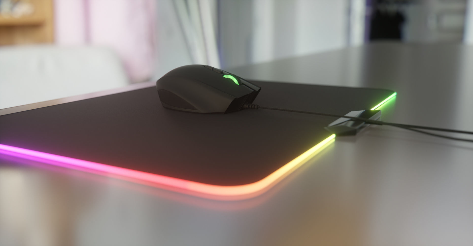 RGB Gaming Computer Mouse Low-poly 3D model_11
