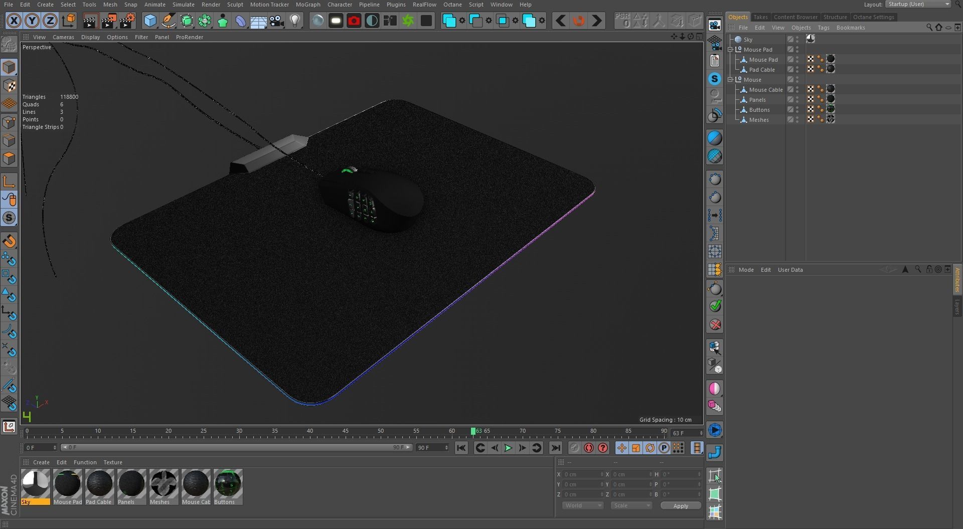 RGB Gaming Computer Mouse Low-poly 3D model_19