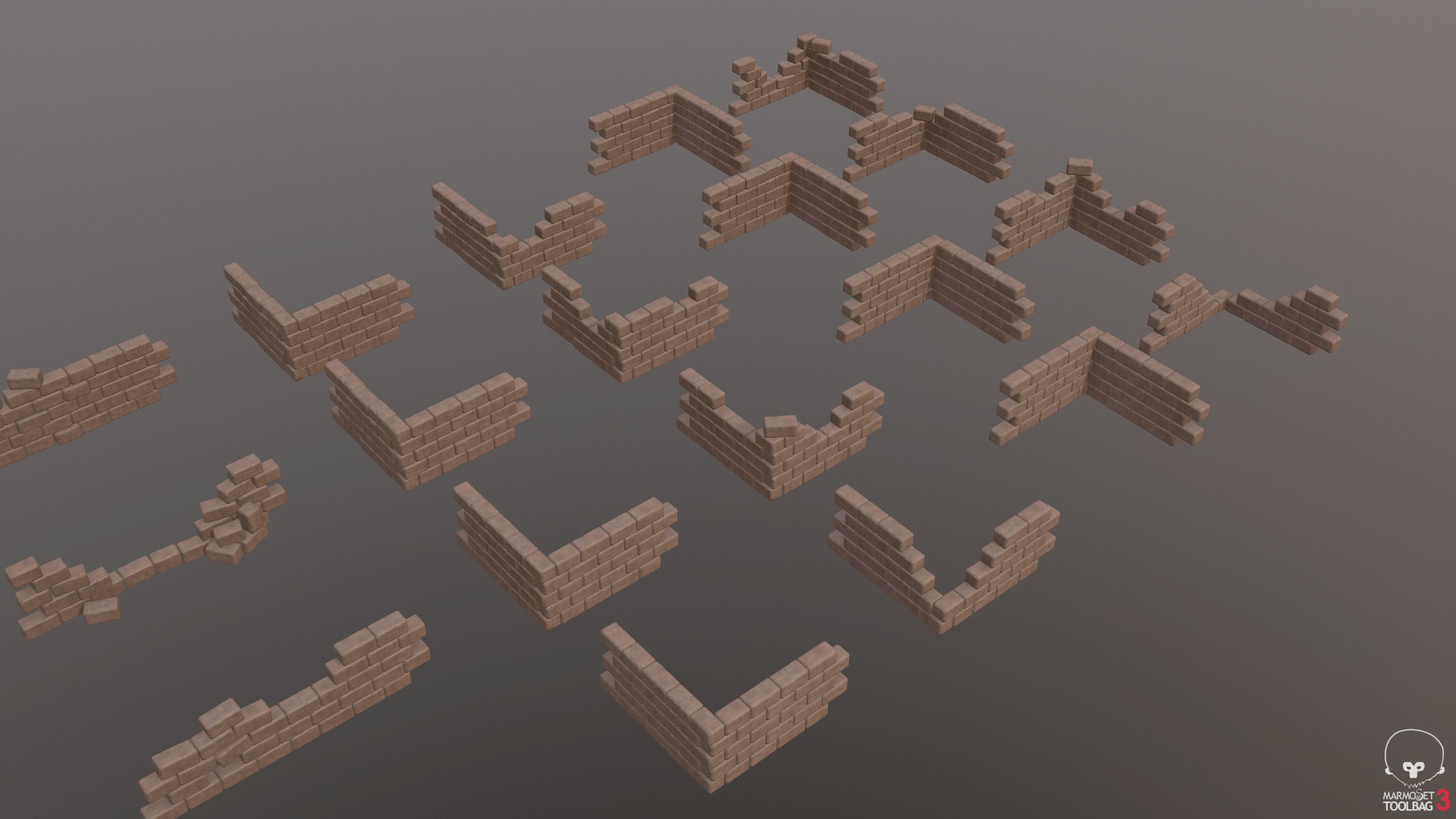 Modular Wall Pack 36 piece Low-poly 3D model_12