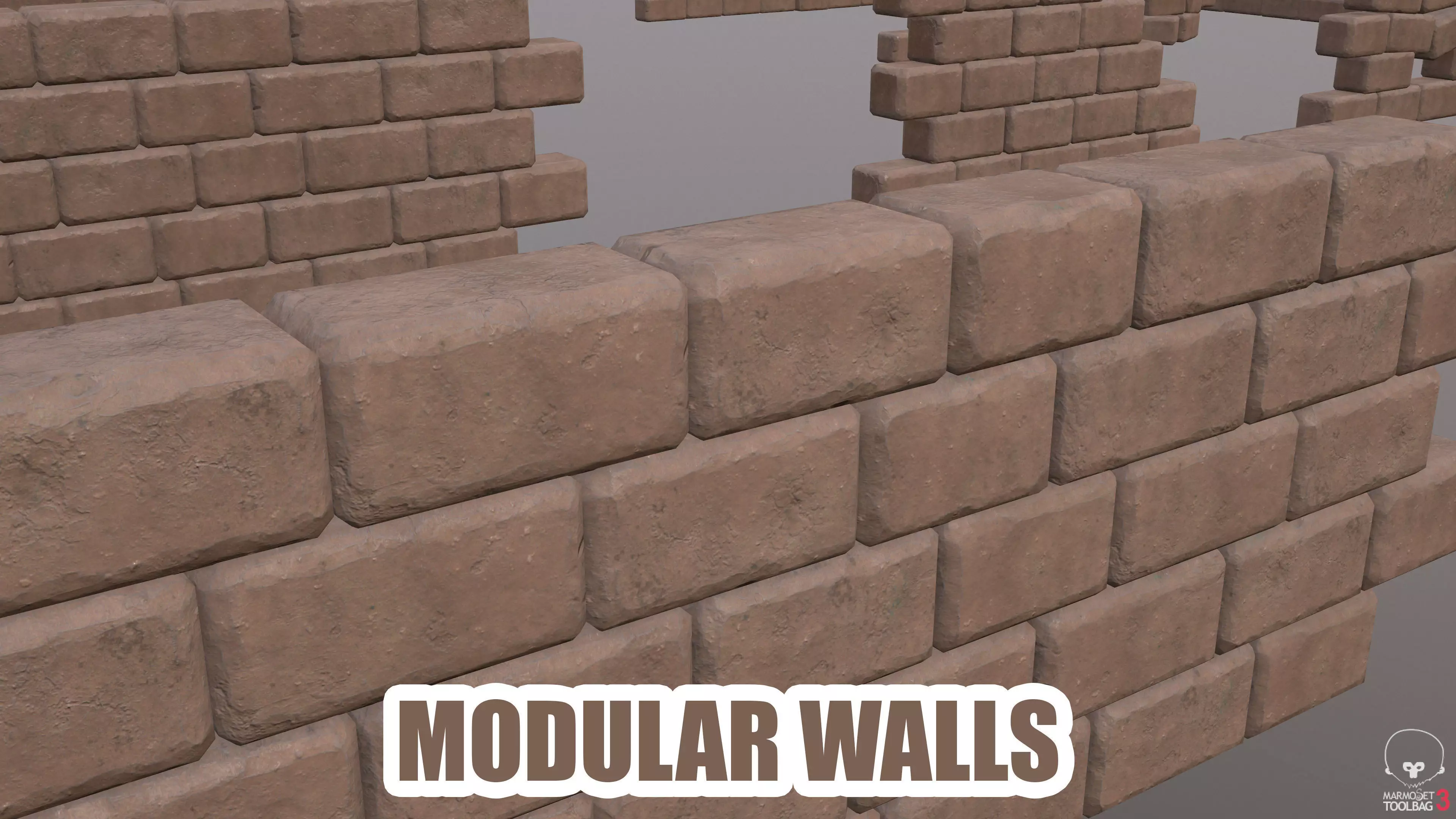 Modular Wall Pack 36 piece Low-poly 3D model_0