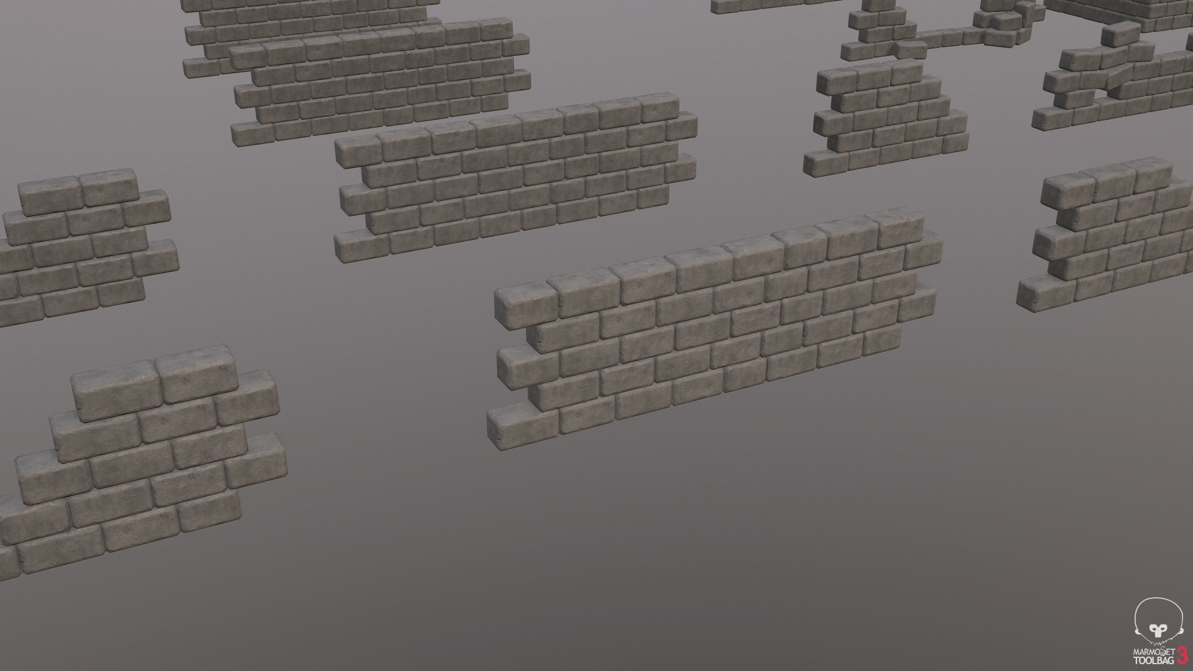 Modular Wall Pack 36 piece Low-poly 3D model_9