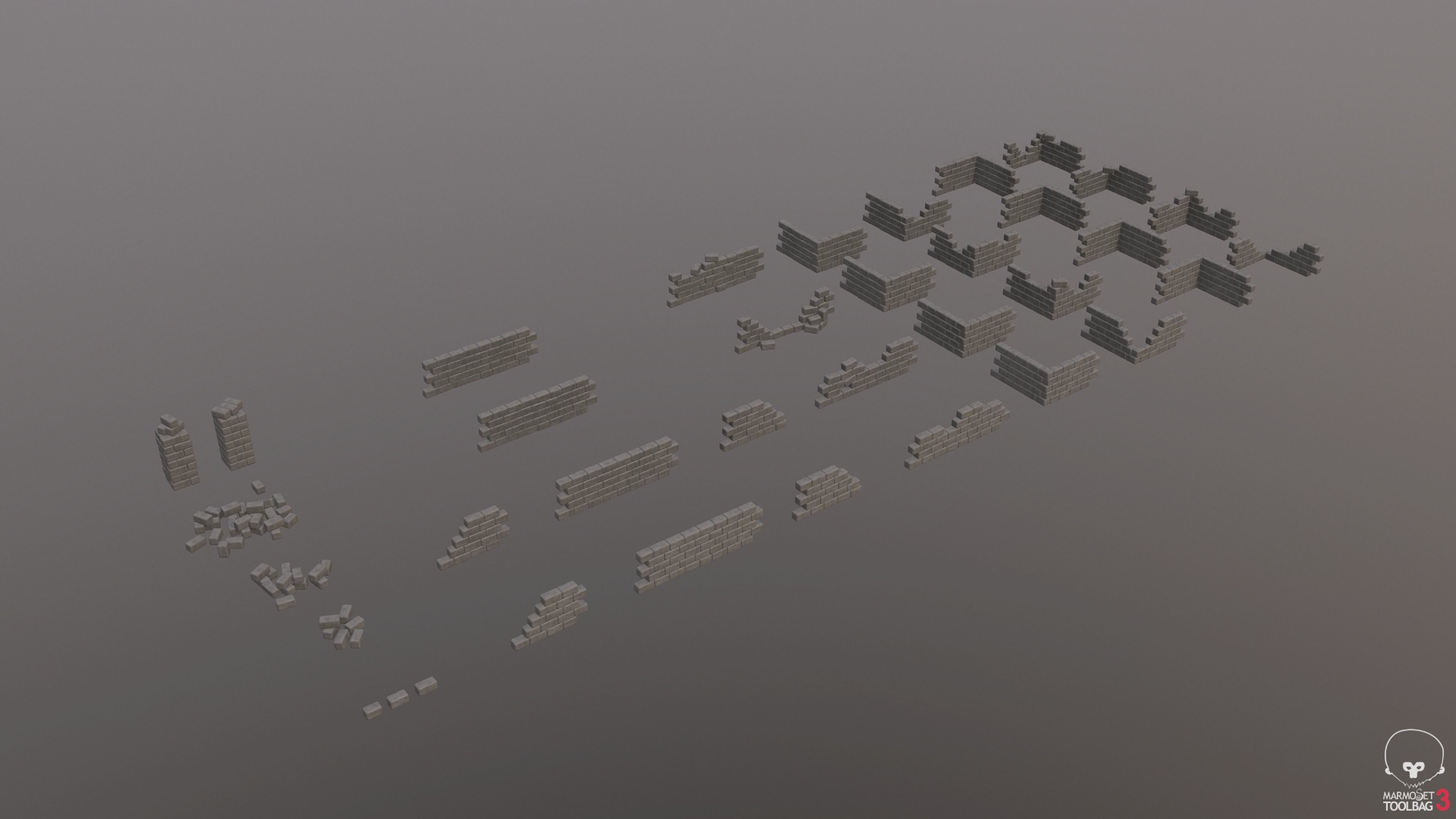 Modular Wall Pack 36 piece Low-poly 3D model_4