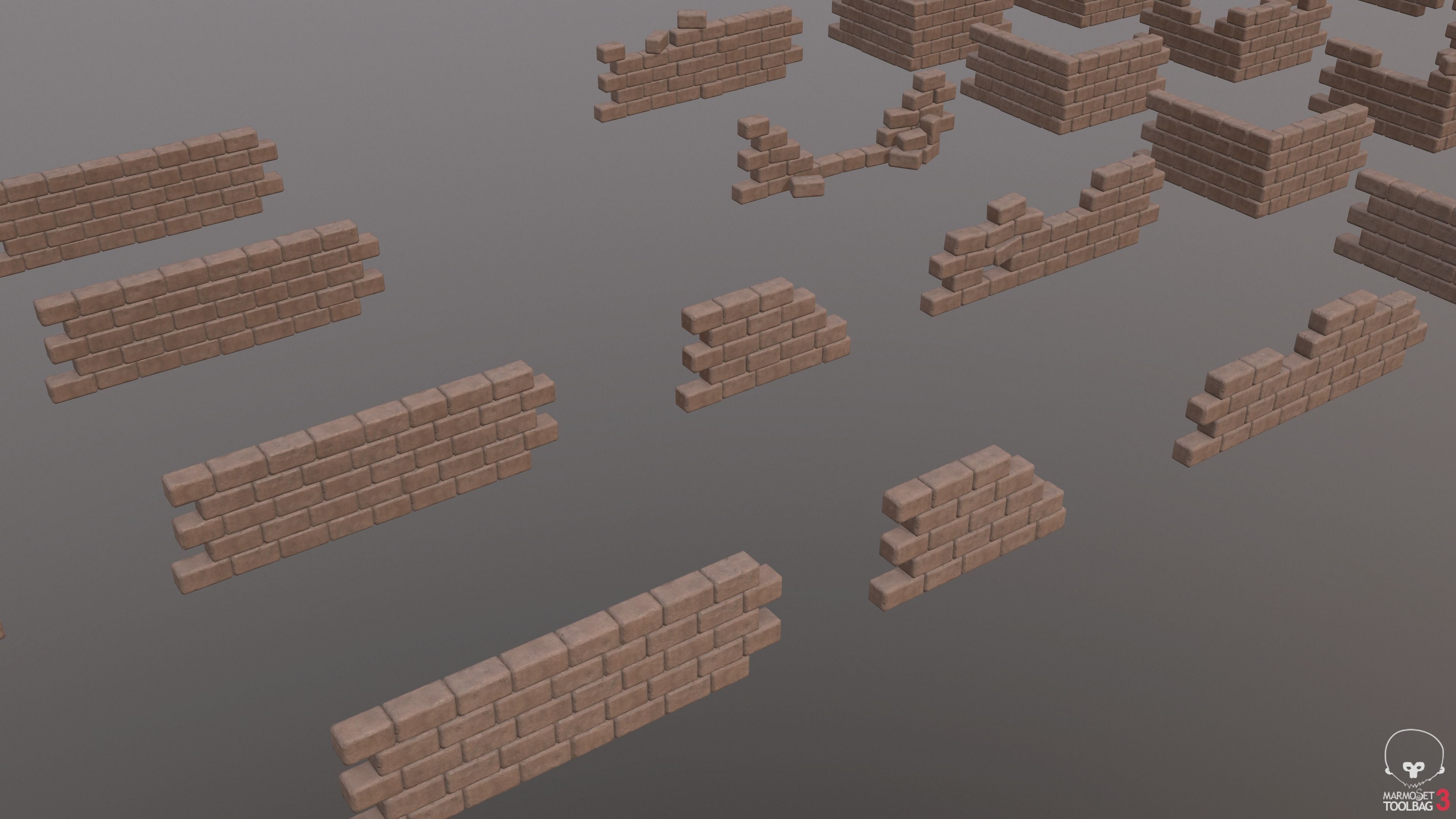 Modular Wall Pack 36 piece Low-poly 3D model_14