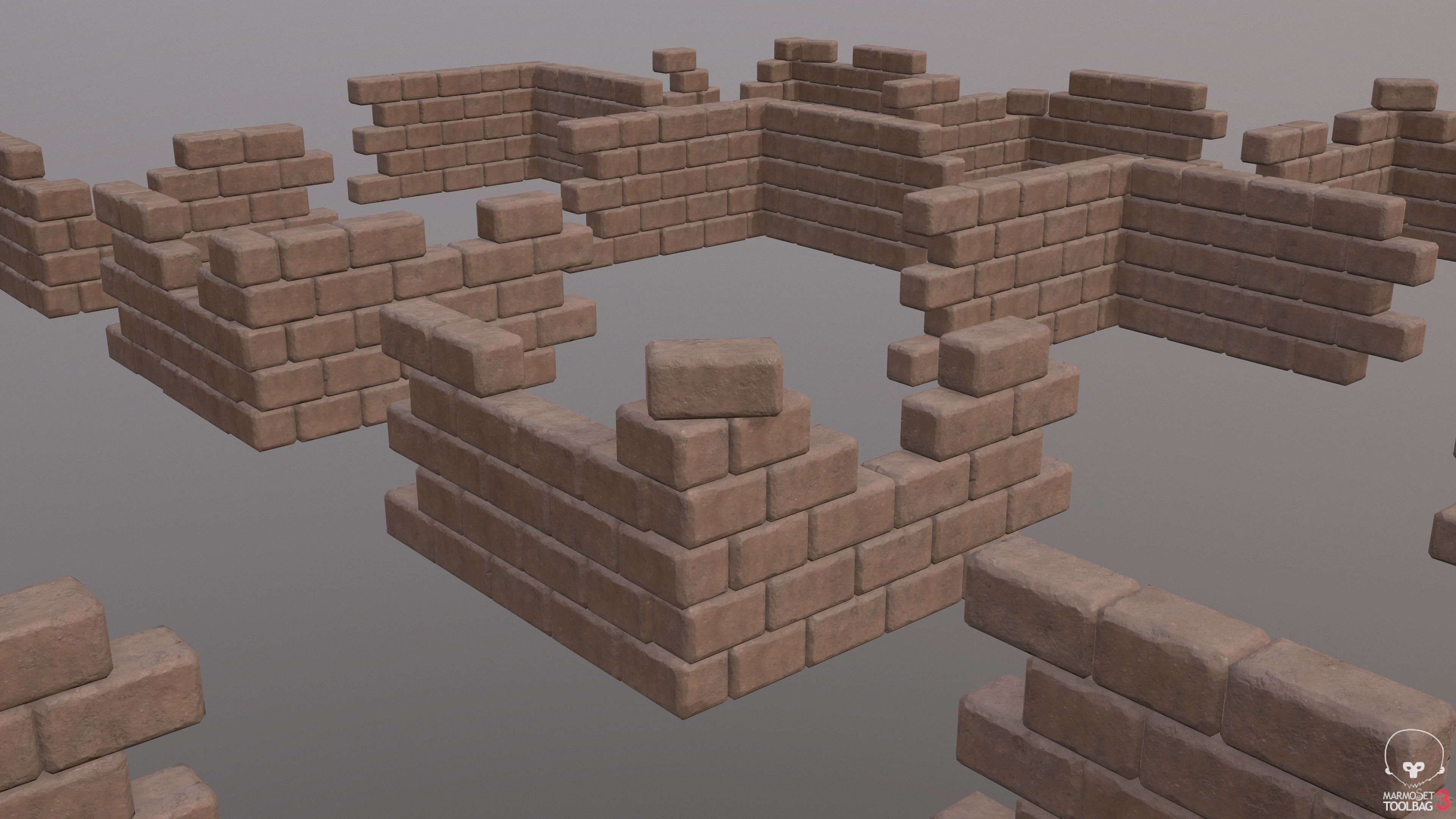 Modular Wall Pack 36 piece Low-poly 3D model_11
