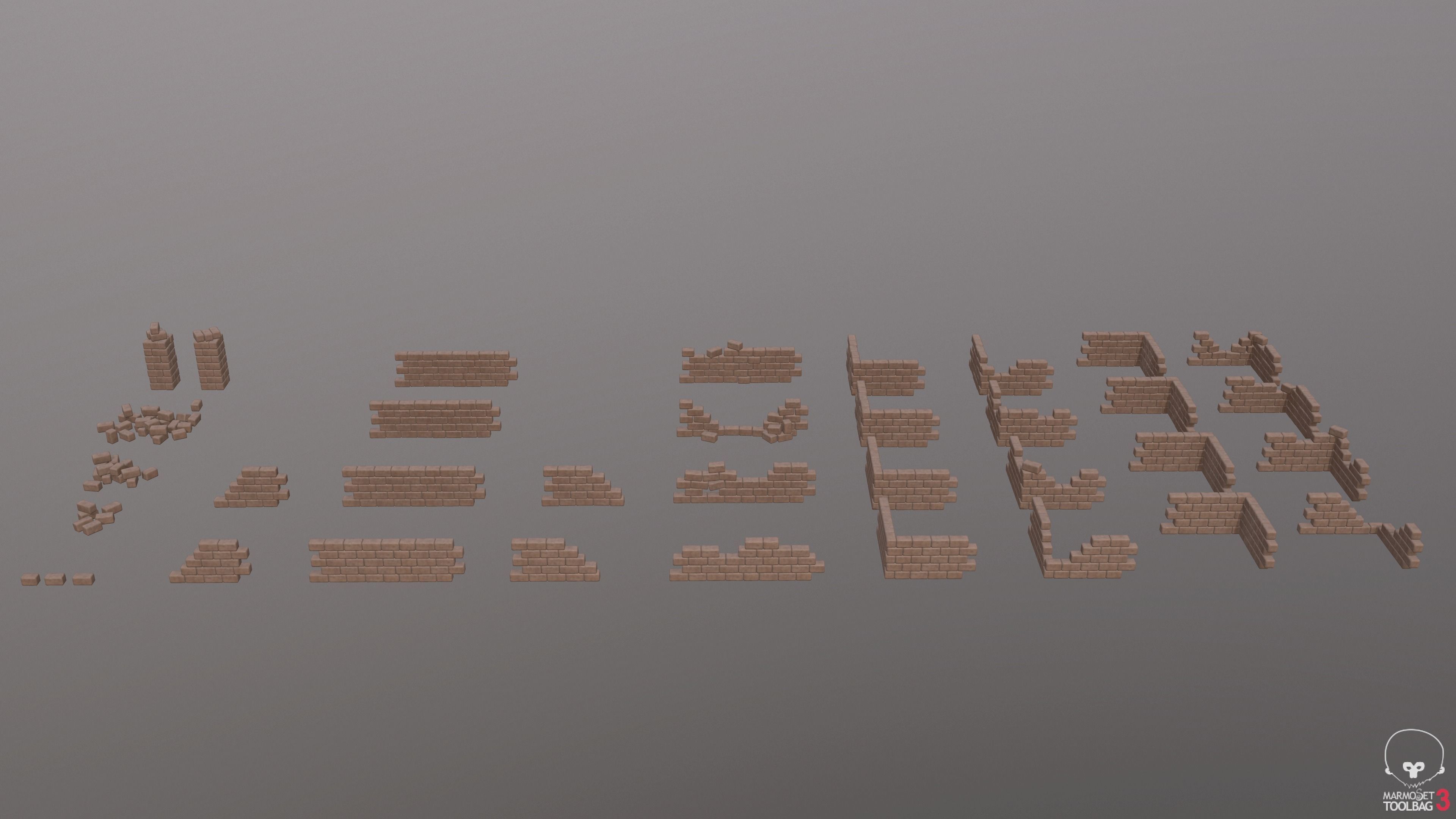 Modular Wall Pack 36 piece Low-poly 3D model_13