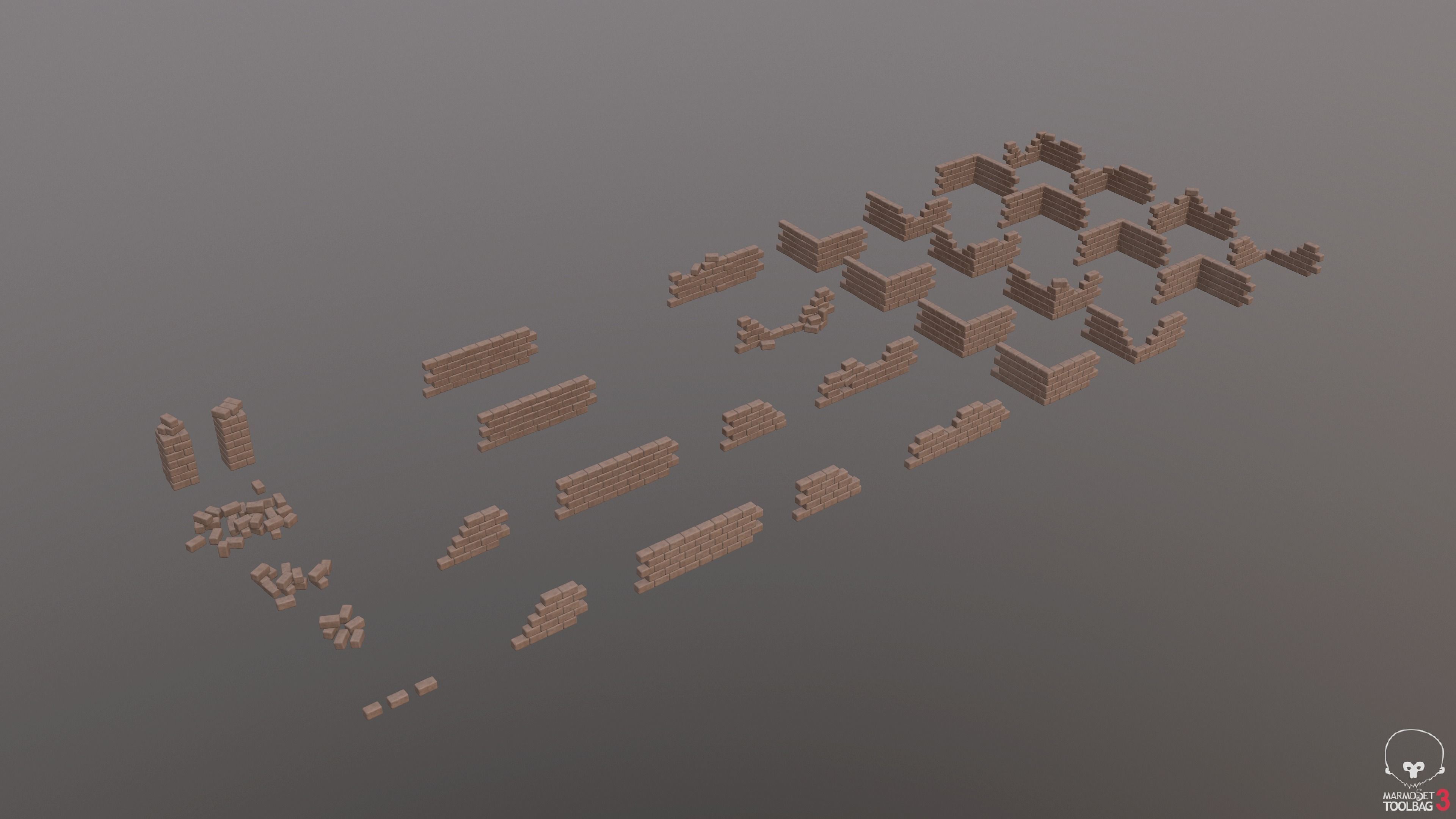 Modular Wall Pack 36 piece Low-poly 3D model_3
