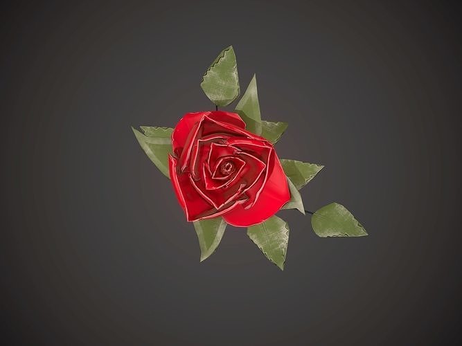 One rose Low-poly 3D model