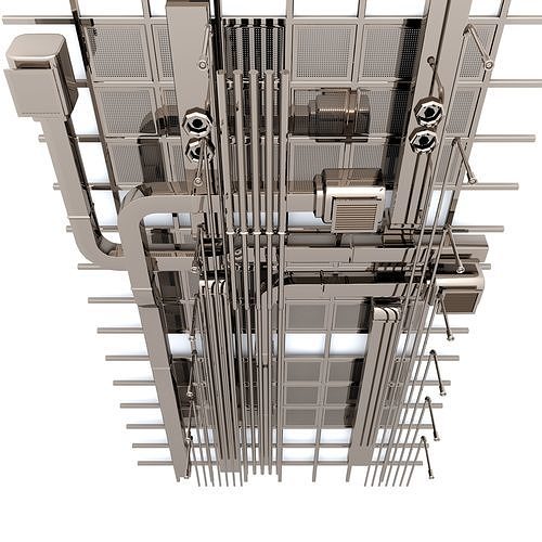 Pipes industrial ceiling 3D model