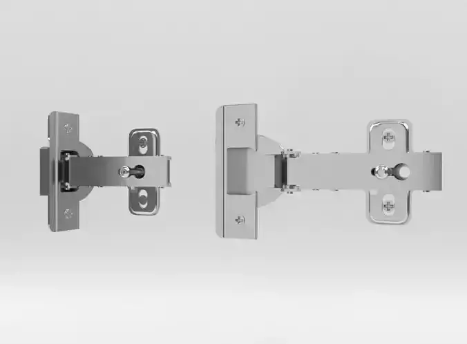 Cabinet hinge with mounting plate and screws