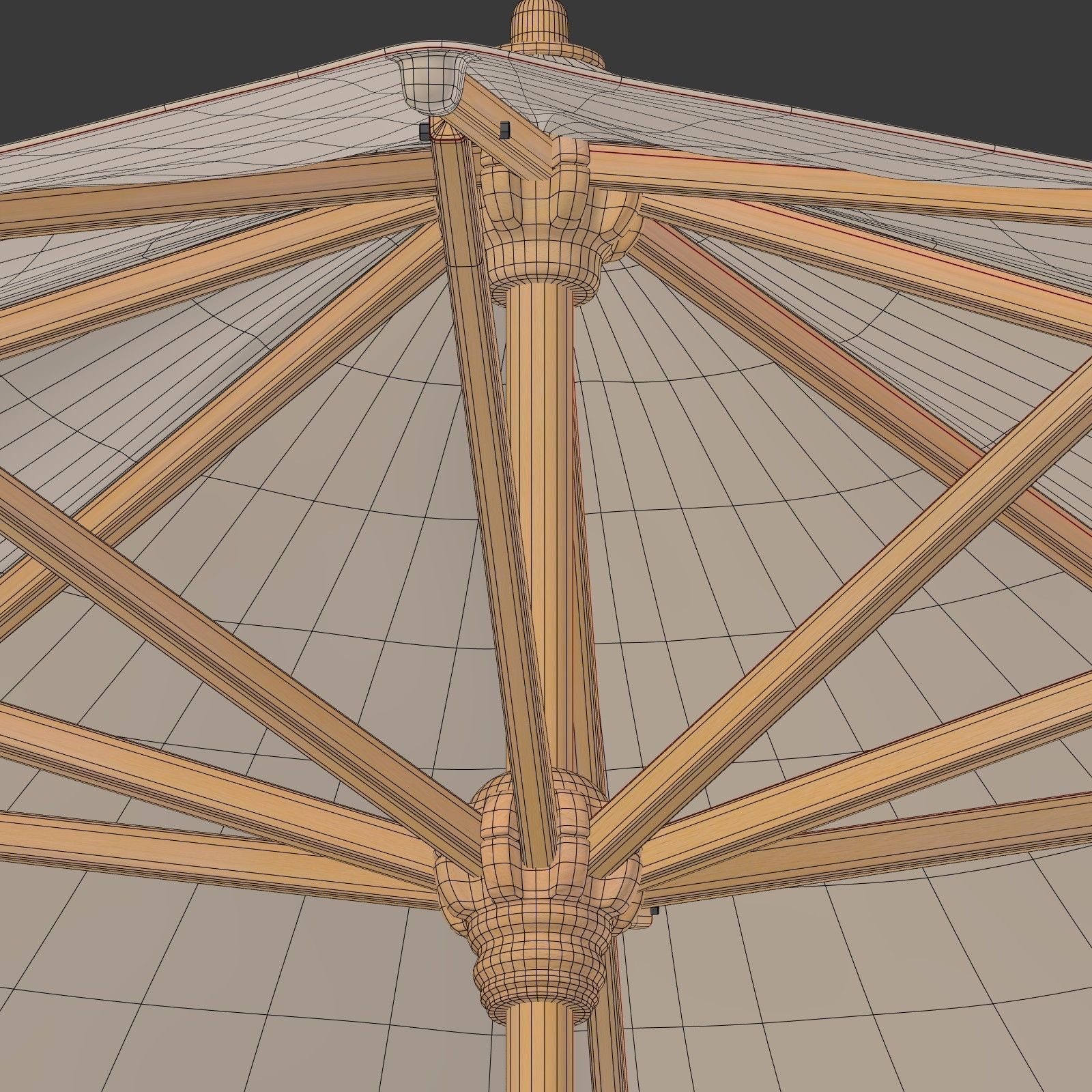 Patio Umbrella - Parasol 4 Low-poly 3D model_5