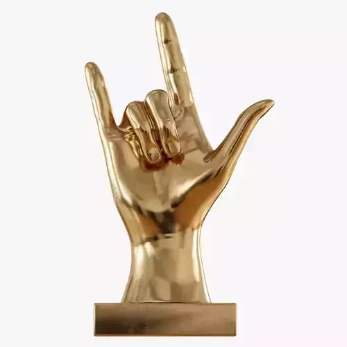 Figurine hand rock on table top 3D model